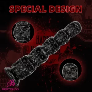 8.67in 11.86in 7.87in 11.02in Pumpkin Skull Odd Head Big Black Intimate Dildo