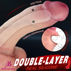 8.7in Superb Soft Sensation Real Silicone Dual Layer Dildo For Female Intimate