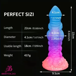 8.66in Silicone Dragon Luminous Real Soft Dildo For G-Spot Clit Stimulation