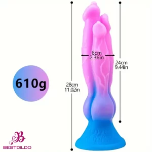 11.02in Colorful Silicone Flexible Fantasy Dog Dildo For BDSM Love Sex Play