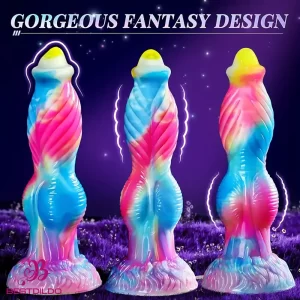 10.2in Fantasy Big Soft Silicone Monster Thrusting Vibrating Woman Dildo