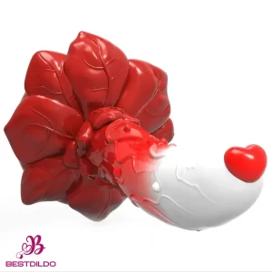 7.4in Soft Flexible Silicone Rose Shape Colored Particles Flower Base Dildo