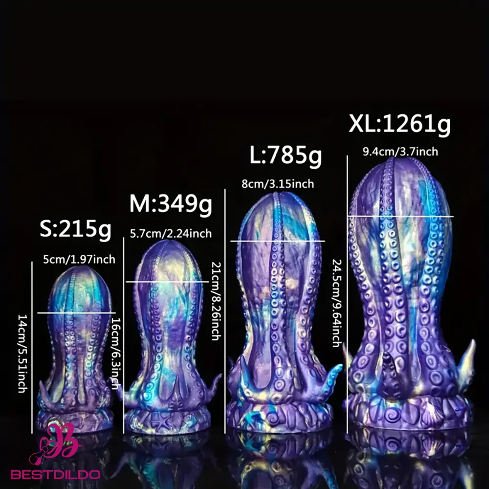 realdildos2 5.5in 6.3in 8.26in 9.64in Gourd Egg Starry Sky Silicone Octopus Anal Dildo