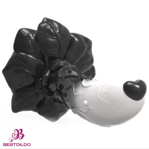 7.4in Soft Flexible Silicone Rose Shape Colored Particles Flower Base Dildo