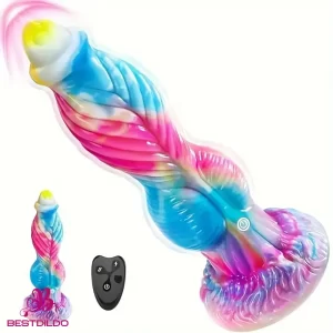 10.2in Fantasy Big Soft Silicone Monster Thrusting Vibrating Woman Dildo