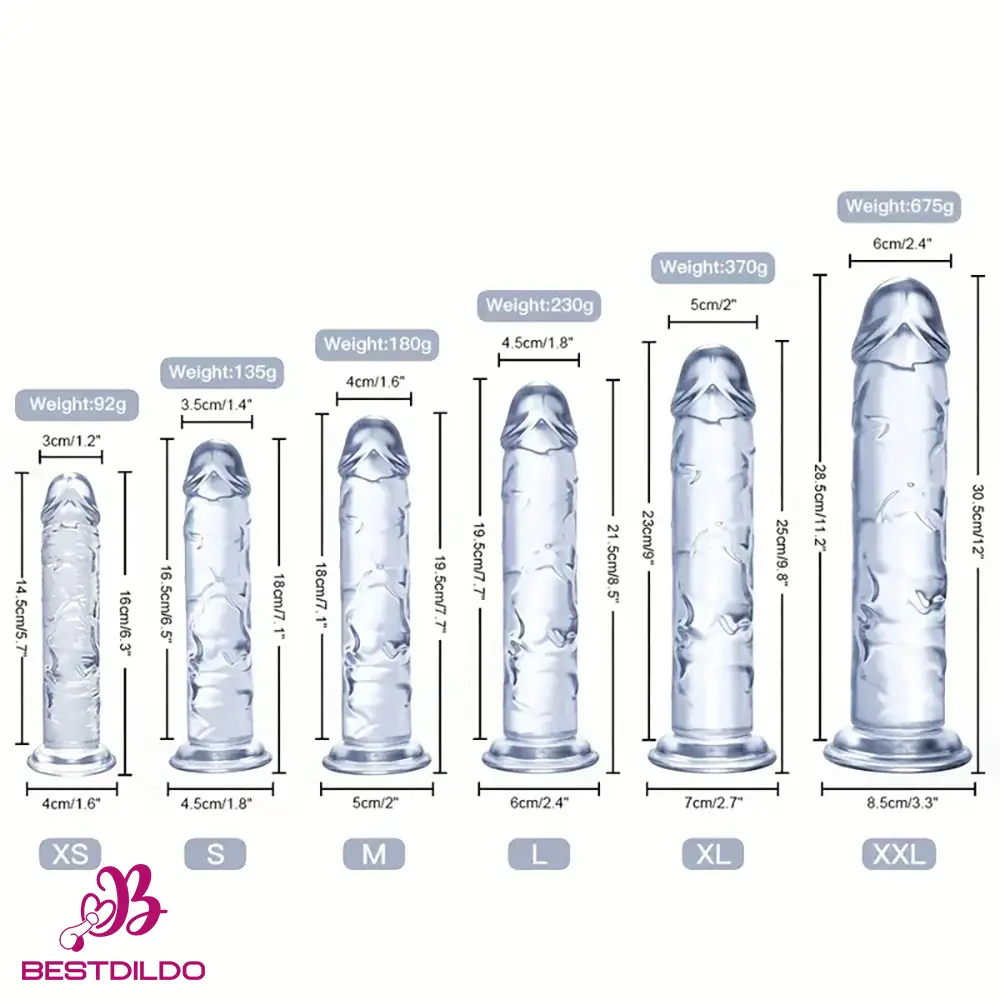 realdildos9 6.3in 7.1in 7.7in 8.5in 9.8in 12in Realistic Cock Clear Dildo With Suction Cup