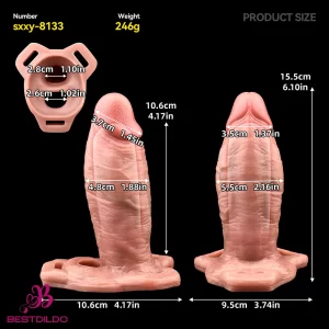 6.1in Lifelike Silicone Soft Strap on Penis Extender Sleeve Dildo Simulated Adult Toy