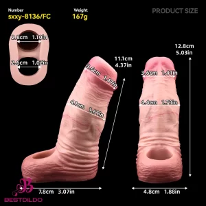 5.03in Strap on Penis Extender Cock Sleeve Liquid Silicone G-Spot Dildo Sleeve